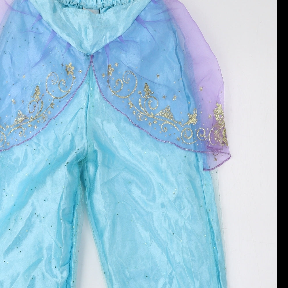 Disney Girls Blue Geometric Polyester Jogger Trousers Size 7-8 Years Regular Pullover - Aladdin Genie