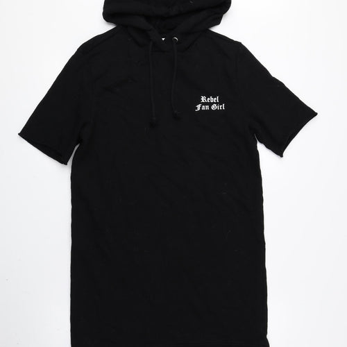 Divided by H&M Womens Black 100% Cotton Jumper Dress Size 8 Crew Neck Pullover