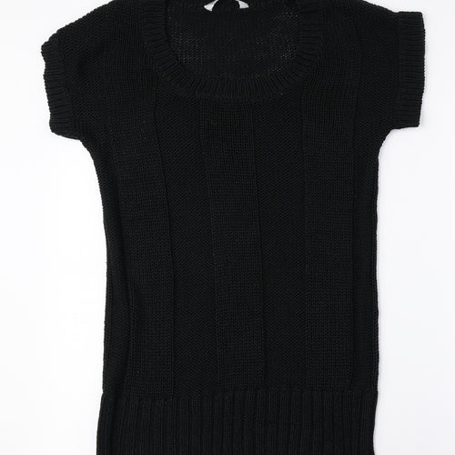 Red Herring Womens Black Acrylic Jumper Dress Size 10 Scoop Neck Pullover