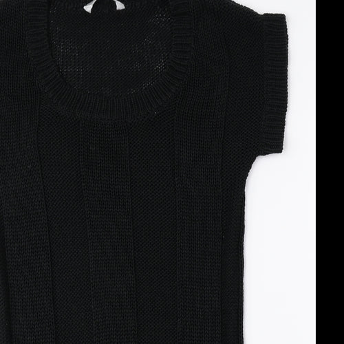 Red Herring Womens Black Acrylic Jumper Dress Size 10 Scoop Neck Pullover