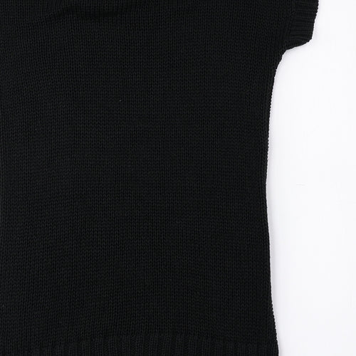 Red Herring Womens Black Acrylic Jumper Dress Size 10 Scoop Neck Pullover