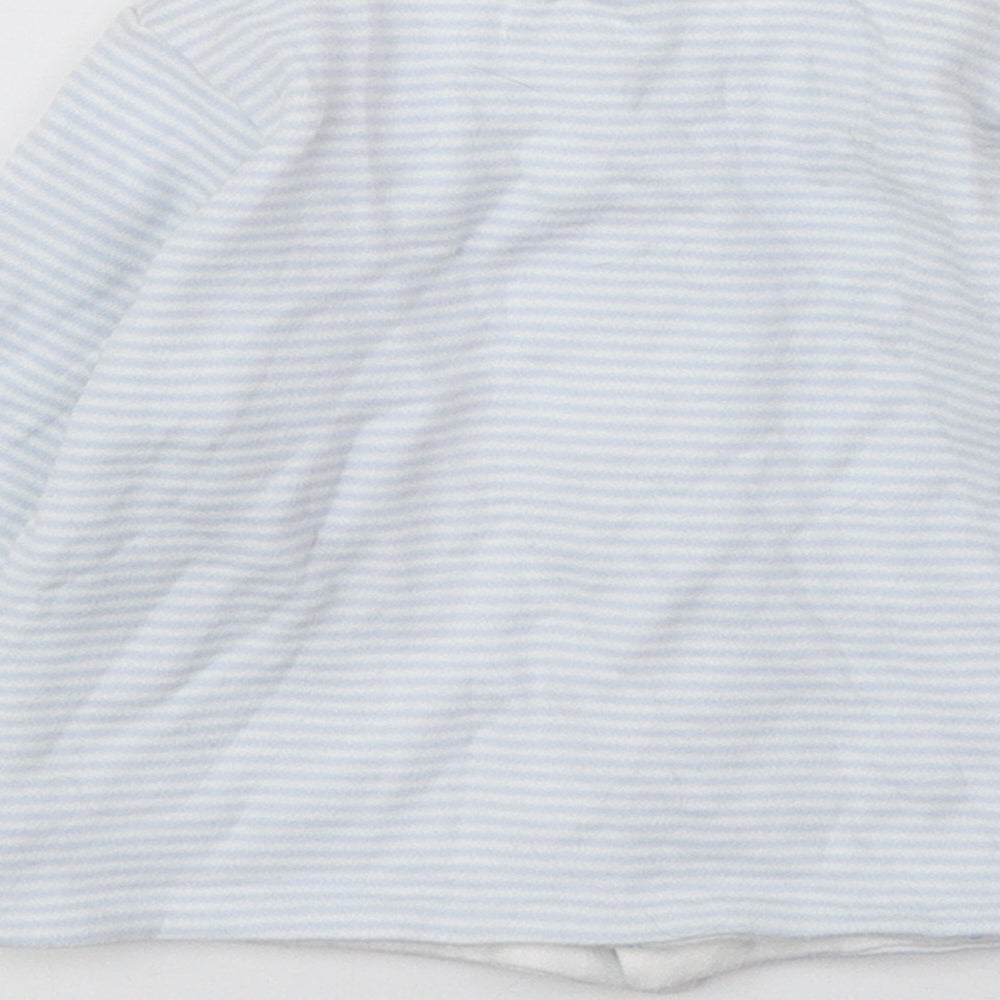 Marks and Spencer Baby Blue Striped 100% Cotton Cardigan Jumper Size 0-3 Months Snap