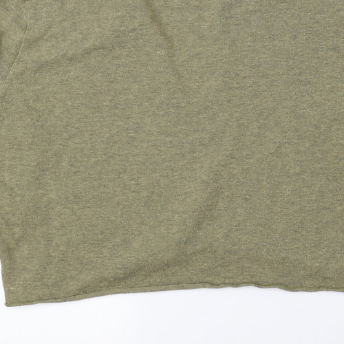 Vide Bula Womens Green V-Neck Cotton Pullover Jumper Size M - Cropped
