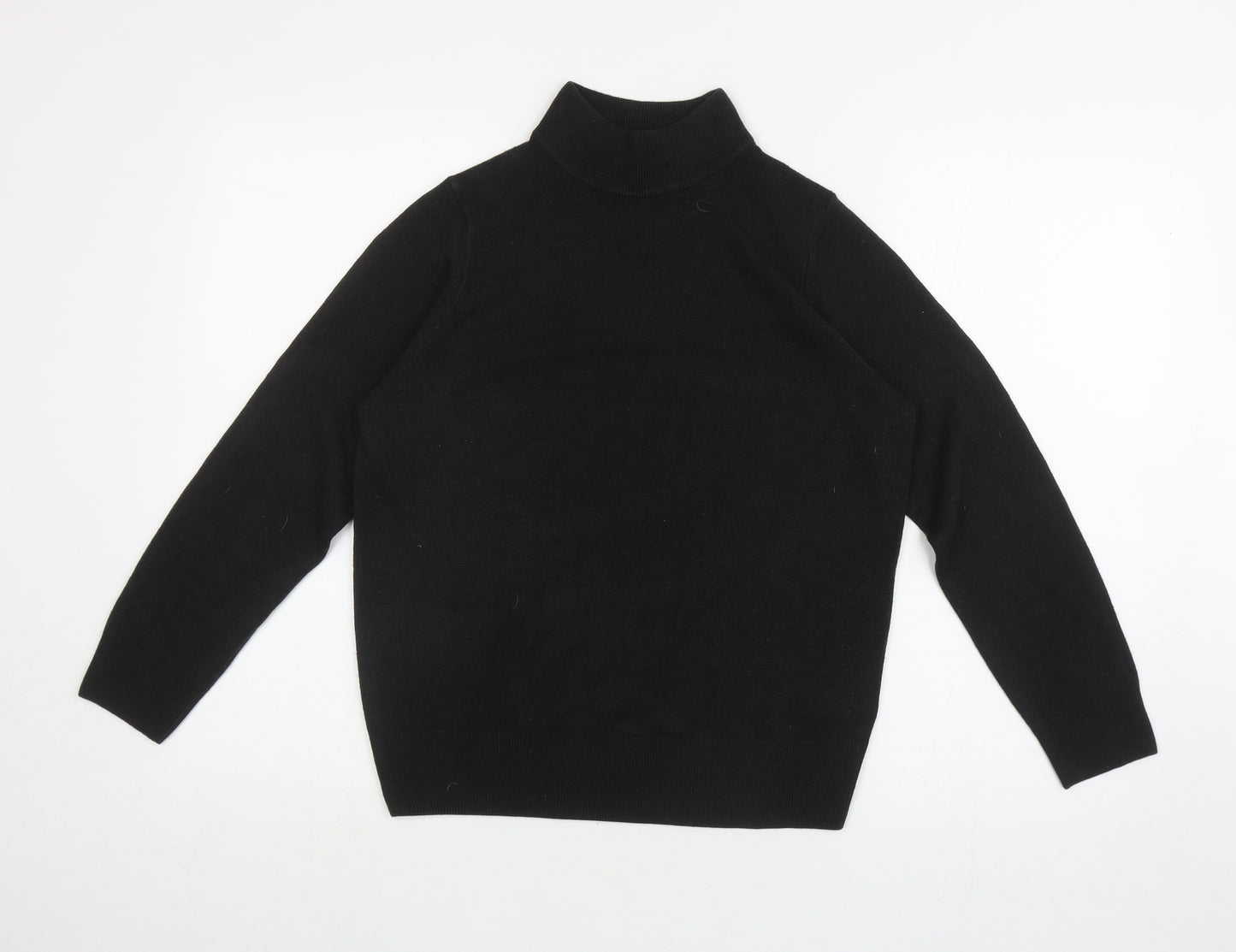 Marks and Spencers Womens Black Mock Neck Acrylic Pullover Jumper Size 12