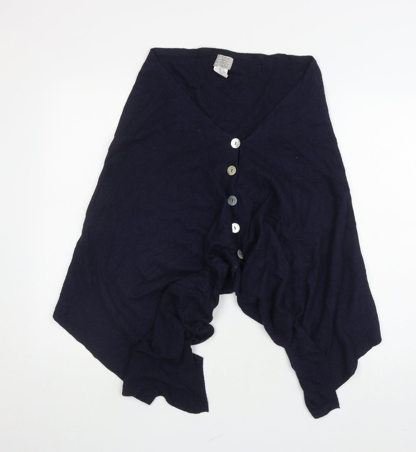 Vera Tucci Womens Blue V-Neck Wool Shrug Jumper One Size