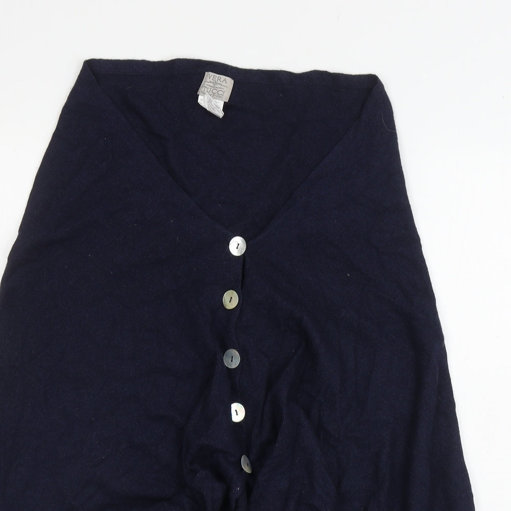 Vera Tucci Womens Blue V-Neck Wool Shrug Jumper One Size