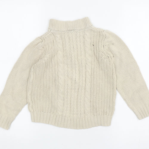 Mini Club Boys Beige Mock Neck Cotton Pullover Jumper Size 5-6 Years Pullover