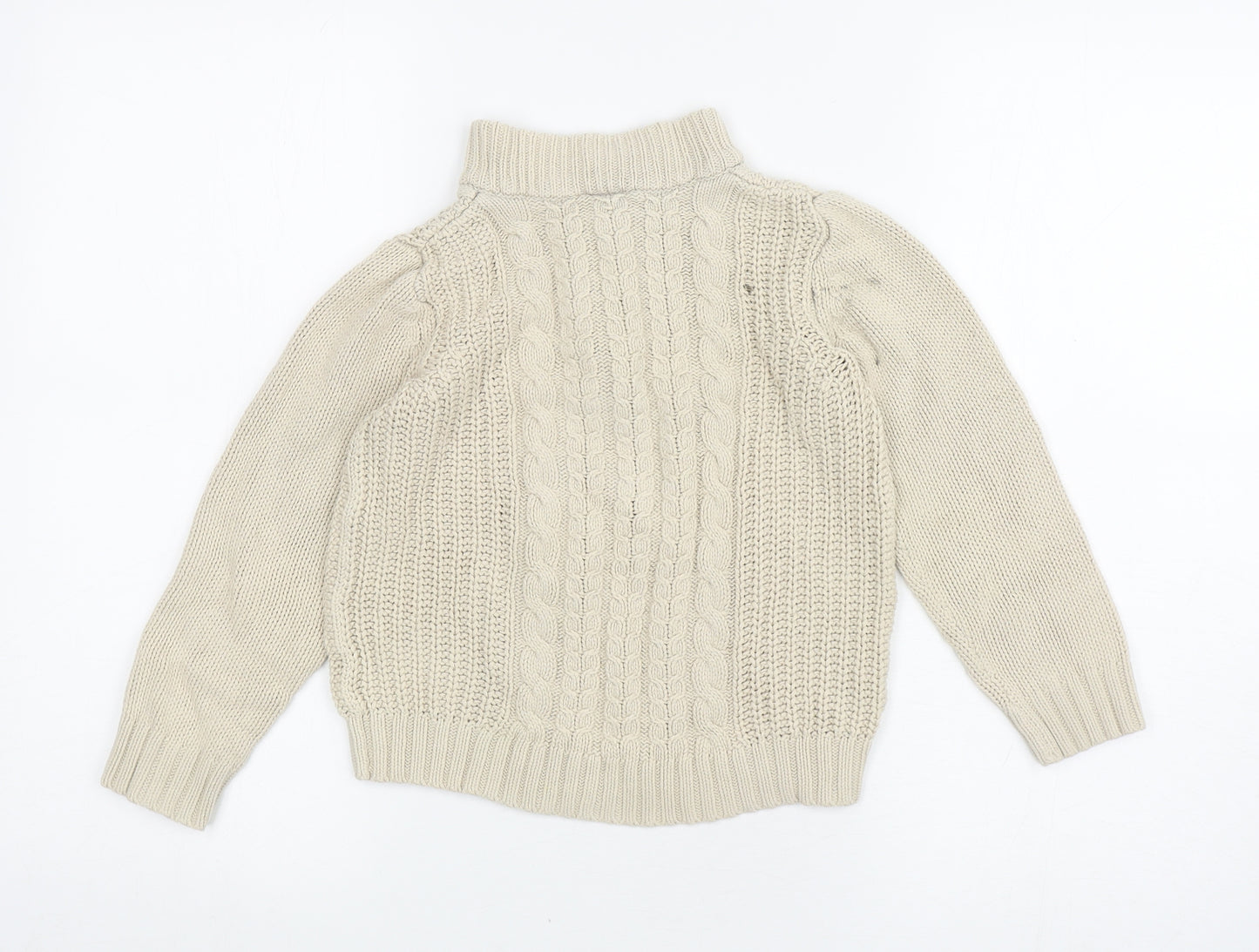 Mini Club Boys Beige Mock Neck Cotton Pullover Jumper Size 5-6 Years Pullover