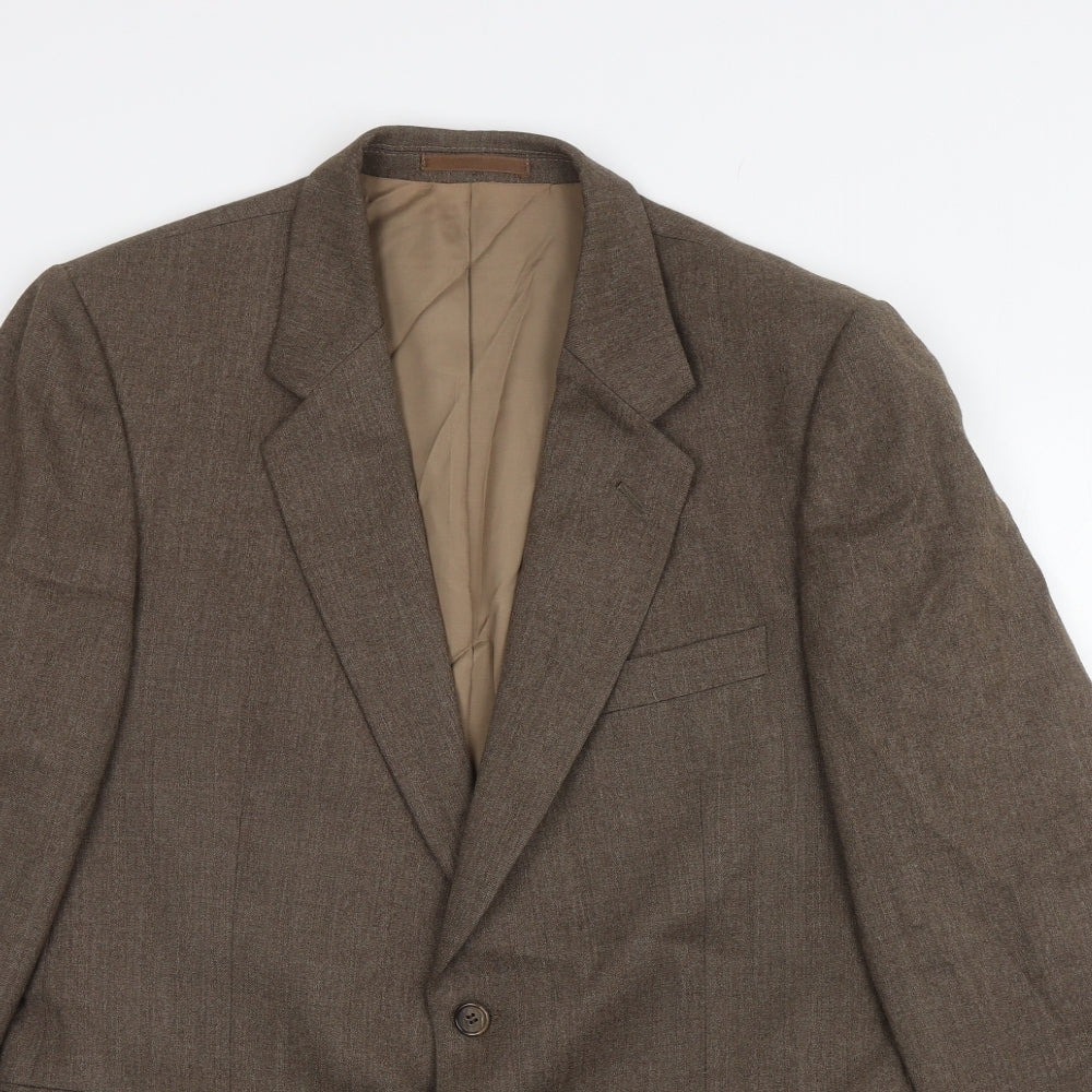 St Michael Mens Brown Wool Jacket Suit Jacket Size L
