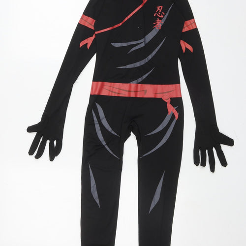 Morphsuits Boys Black Geometric Polyester One Piece Size L Zip - Ninja morph suit