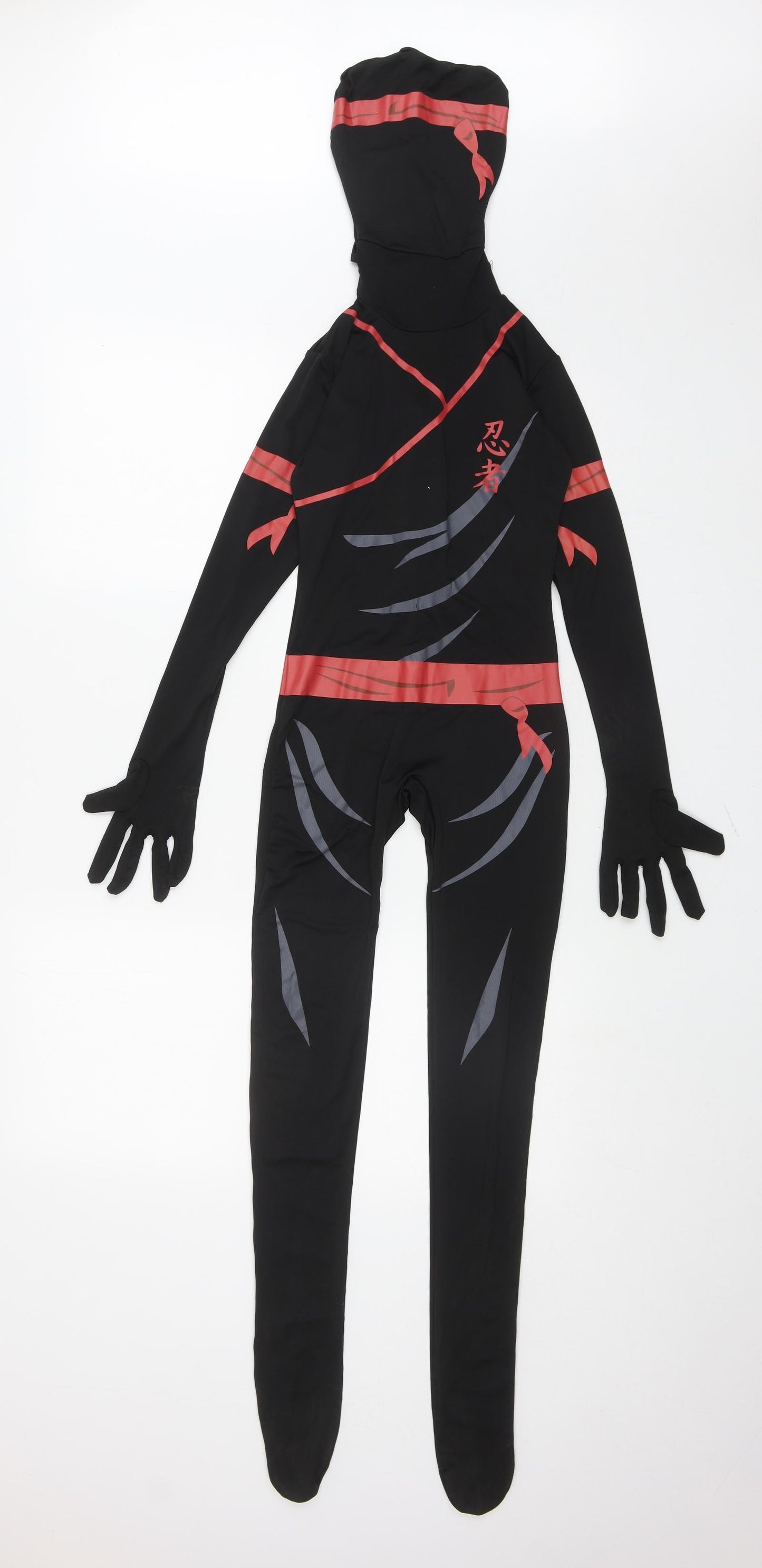 Morphsuits Boys Black Geometric Polyester One Piece Size L Zip - Ninja morph suit