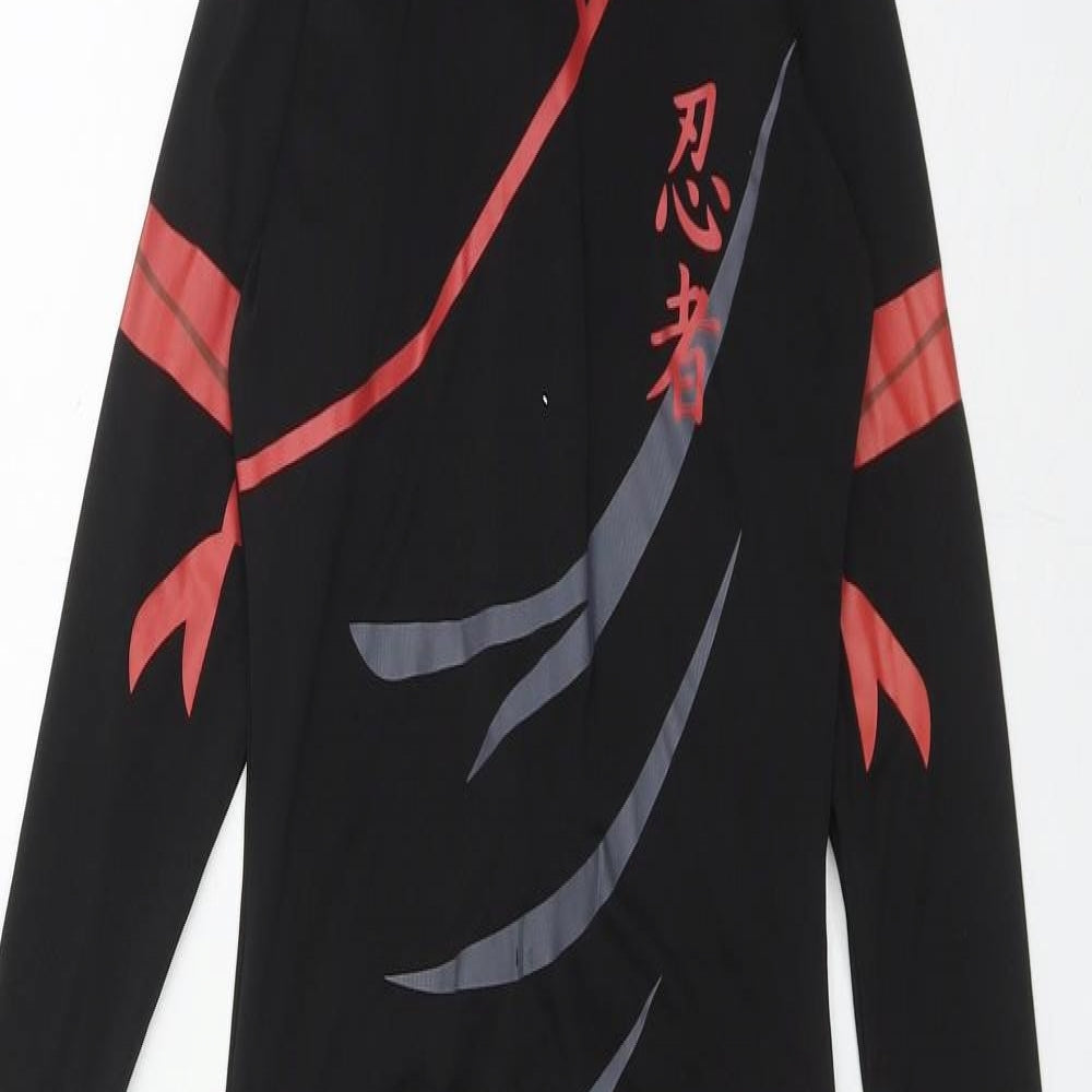 Morphsuits Boys Black Geometric Polyester One Piece Size L Zip - Ninja morph suit