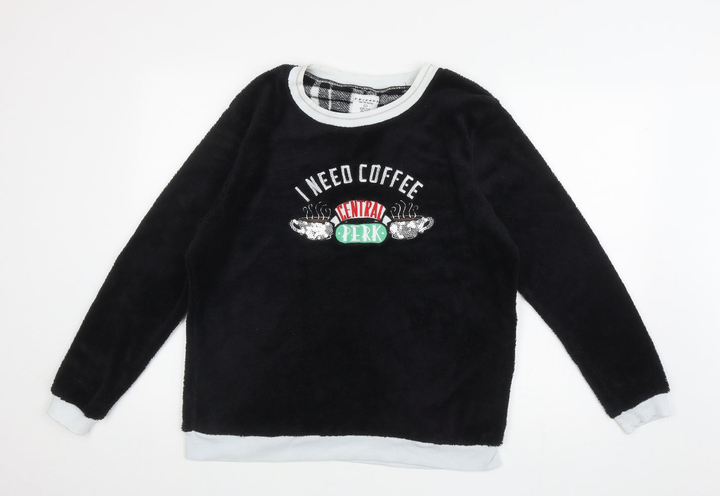 Primark Womens Black Solid Polyester Capri Pyjama Top Size L - Central Perk Friends