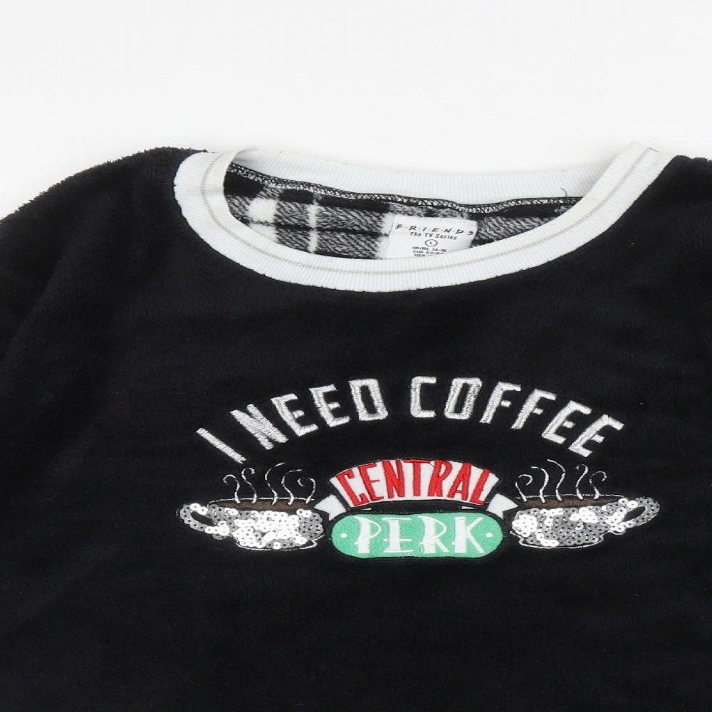 Primark Womens Black Solid Polyester Capri Pyjama Top Size L - Central Perk Friends