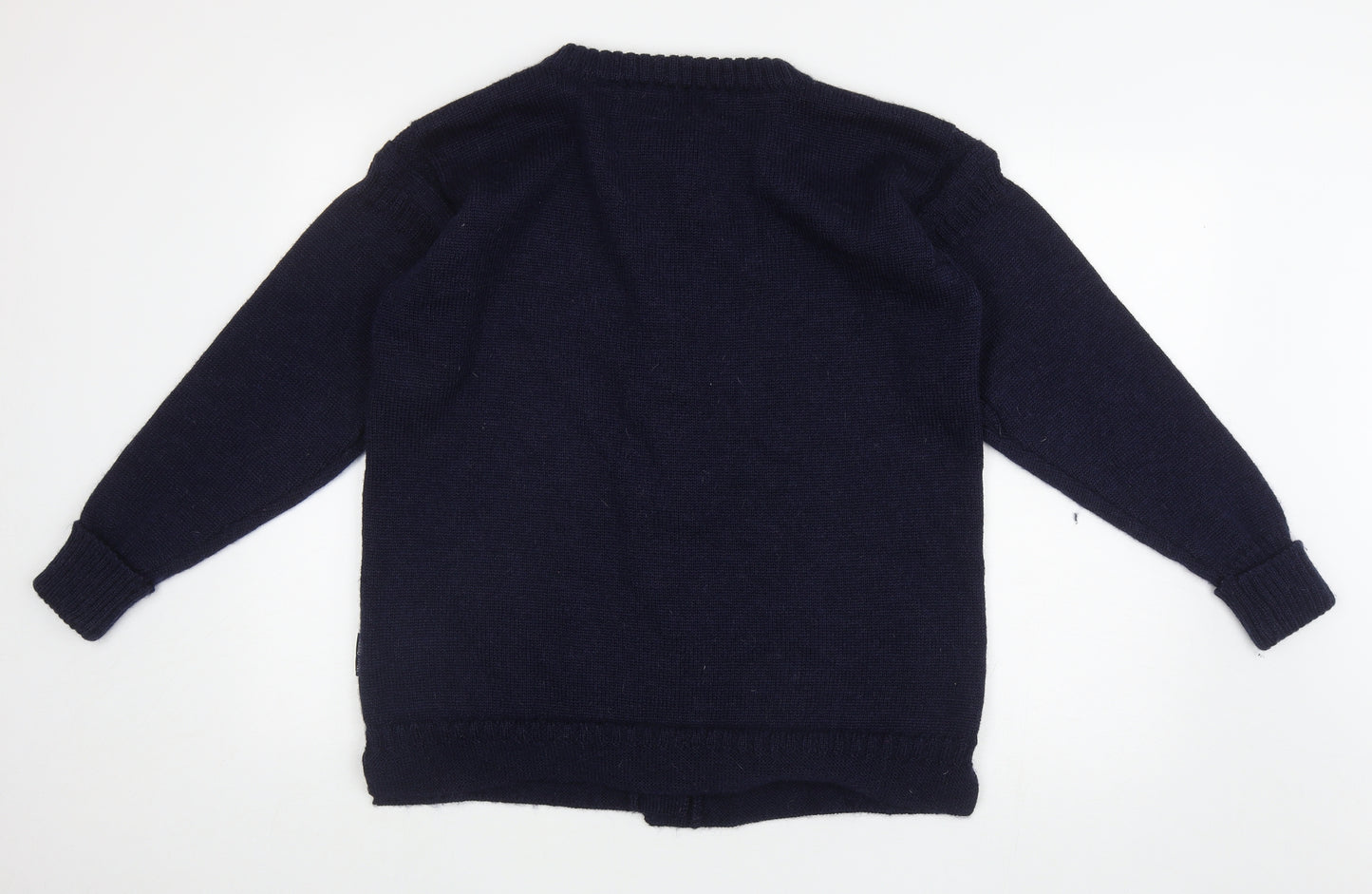 Woolevers Womens Blue Round Neck Wool Cardigan Jumper Size L