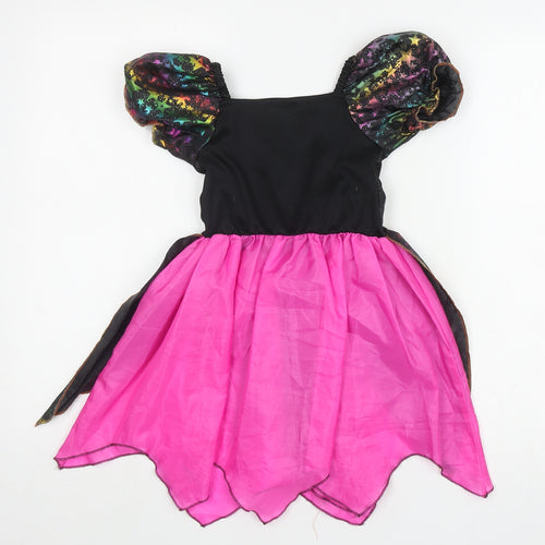 F&F Girls Multicoloured Geometric Polyester Ball Gown Size 3-4 Years Square Neck Pullover - Witch Costume, Stars