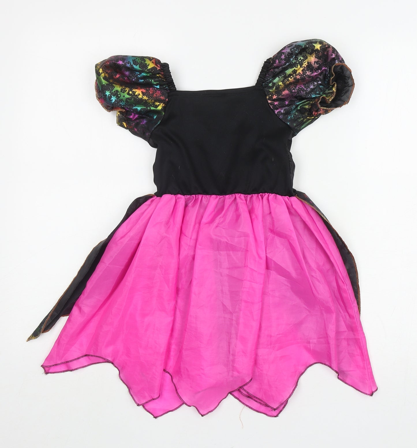 F&F Girls Multicoloured Geometric Polyester Ball Gown Size 3-4 Years Square Neck Pullover - Witch Costume, Stars
