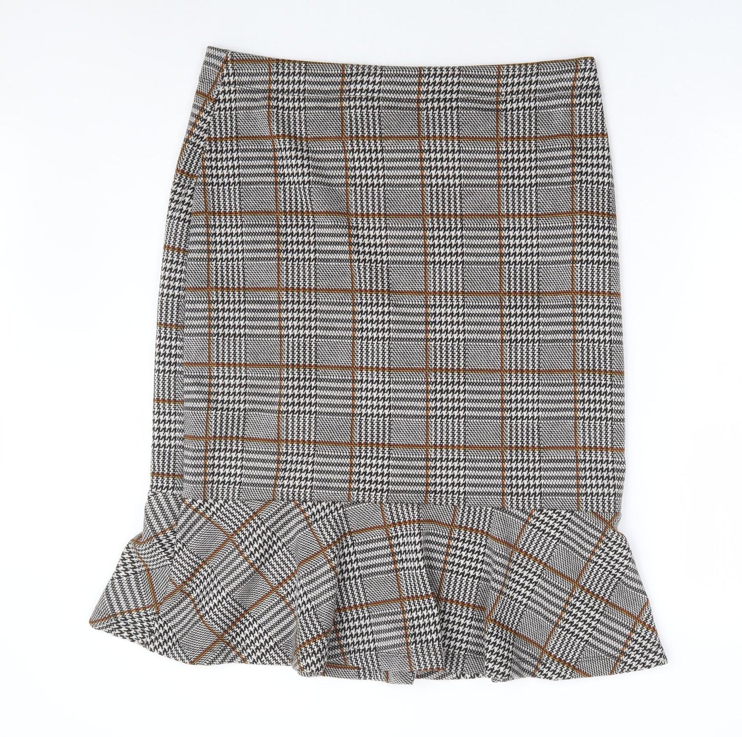 TU Womens Grey Plaid Polyester Trumpet Skirt Size 16