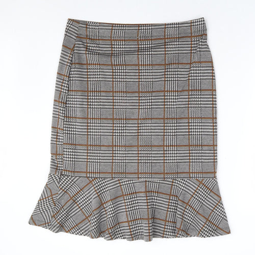 TU Womens Grey Plaid Polyester Trumpet Skirt Size 16
