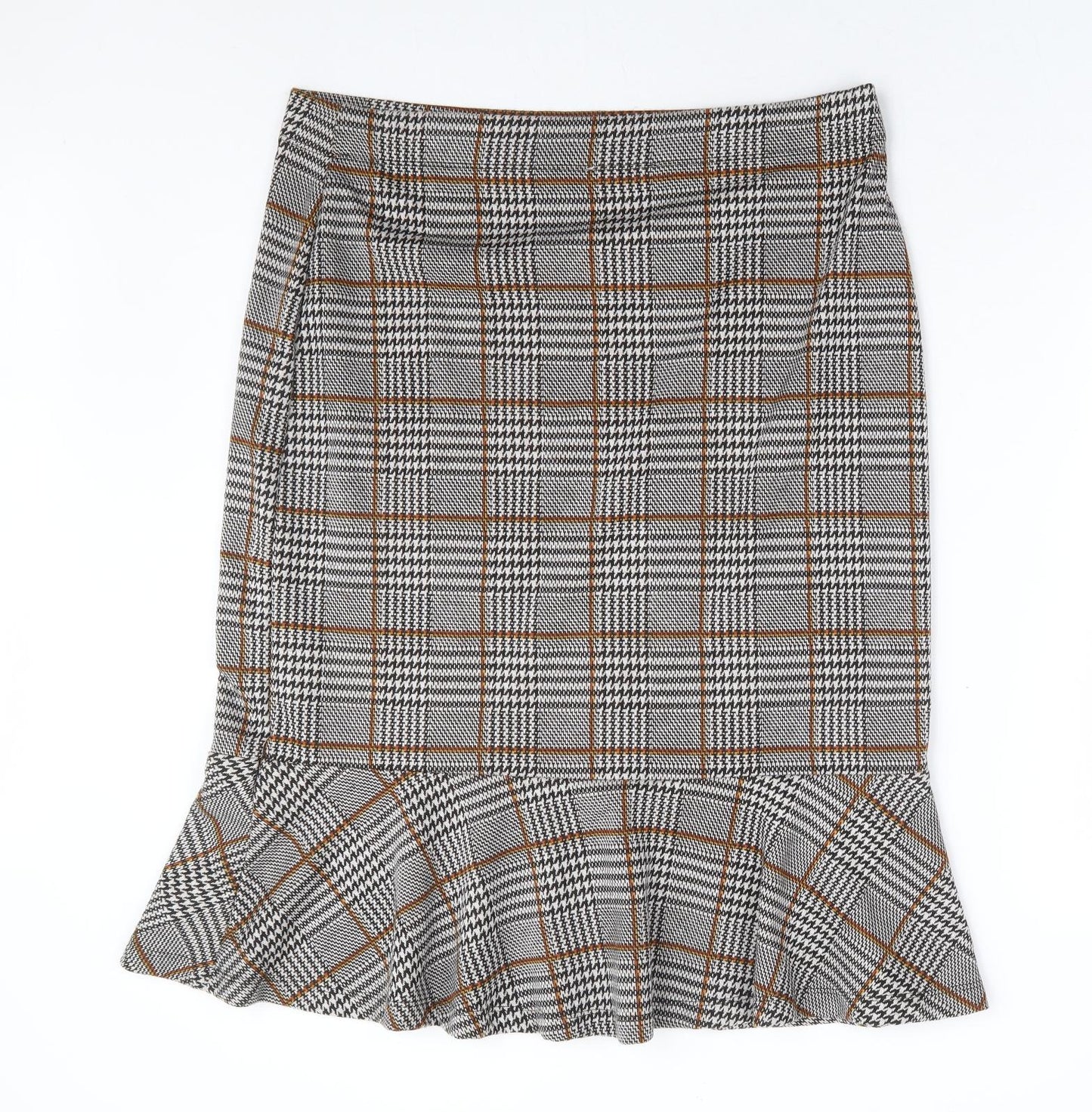 TU Womens Grey Plaid Polyester Trumpet Skirt Size 16