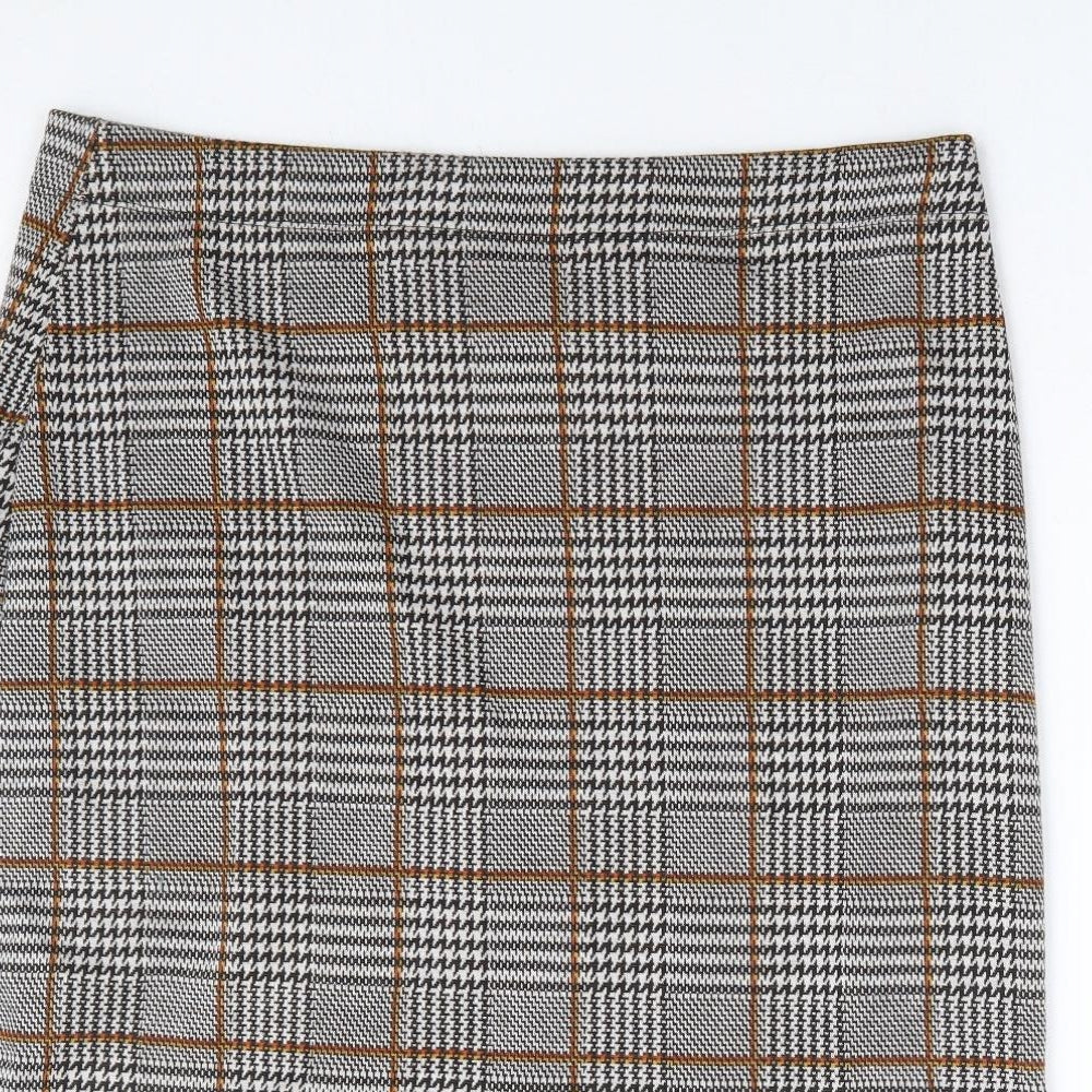 TU Womens Grey Plaid Polyester Trumpet Skirt Size 16