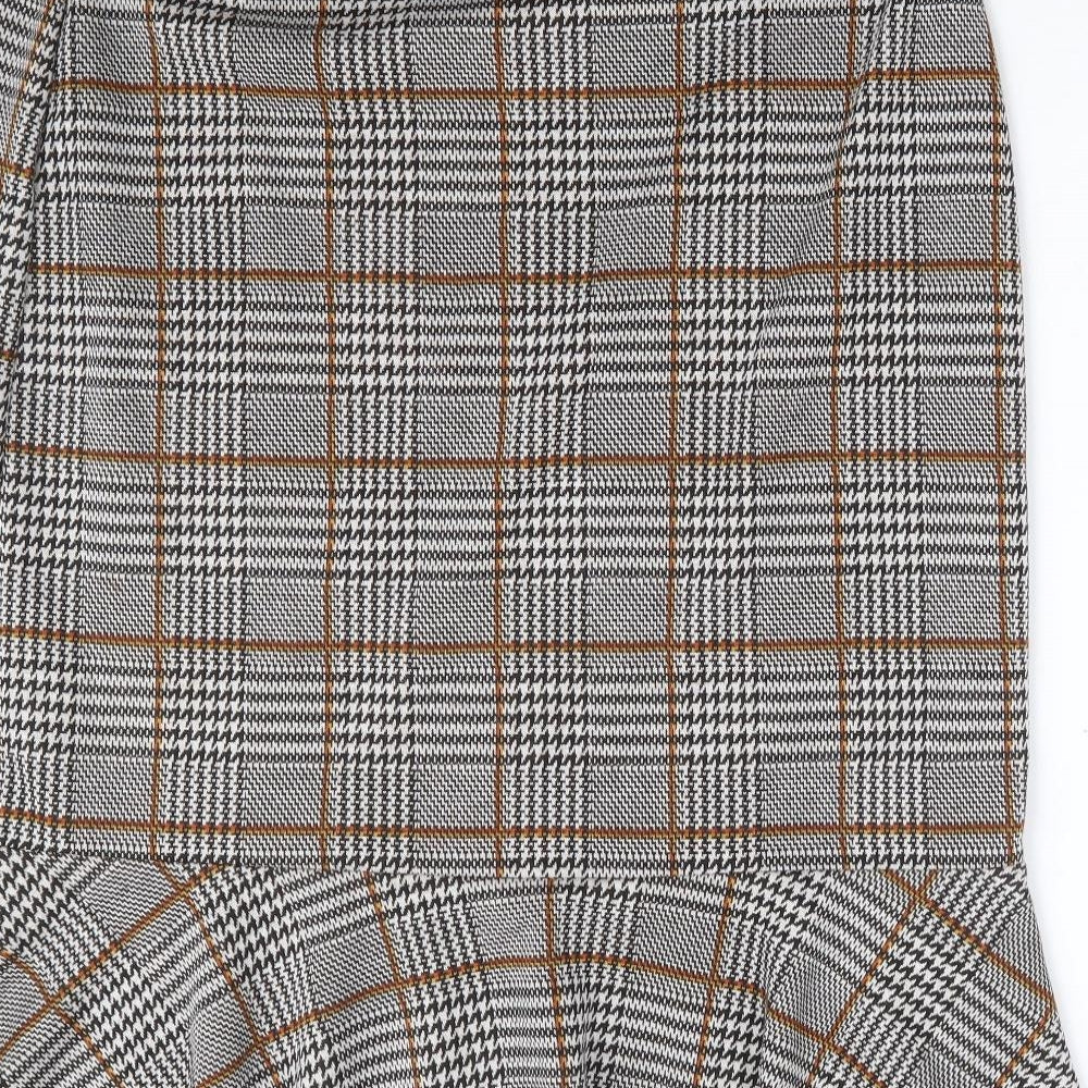 TU Womens Grey Plaid Polyester Trumpet Skirt Size 16