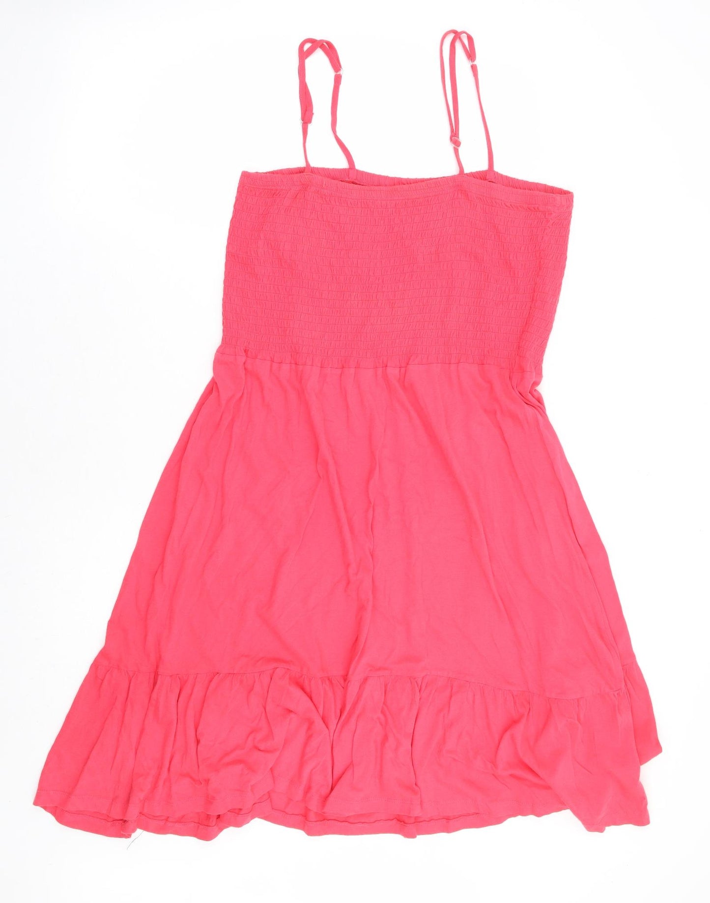 Store Twenty One Womens Pink 100% Cotton Fit & Flare Size 22 Square Neck Pullover - Shirred Bust