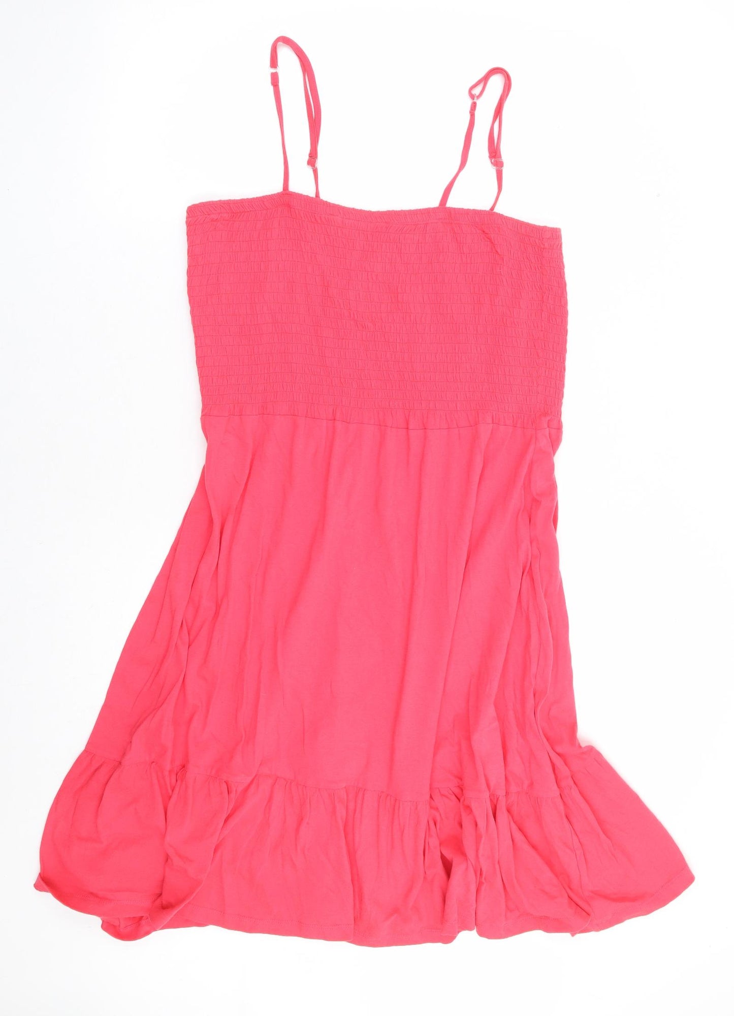 Store Twenty One Womens Pink 100% Cotton Fit & Flare Size 22 Square Neck Pullover - Shirred Bust