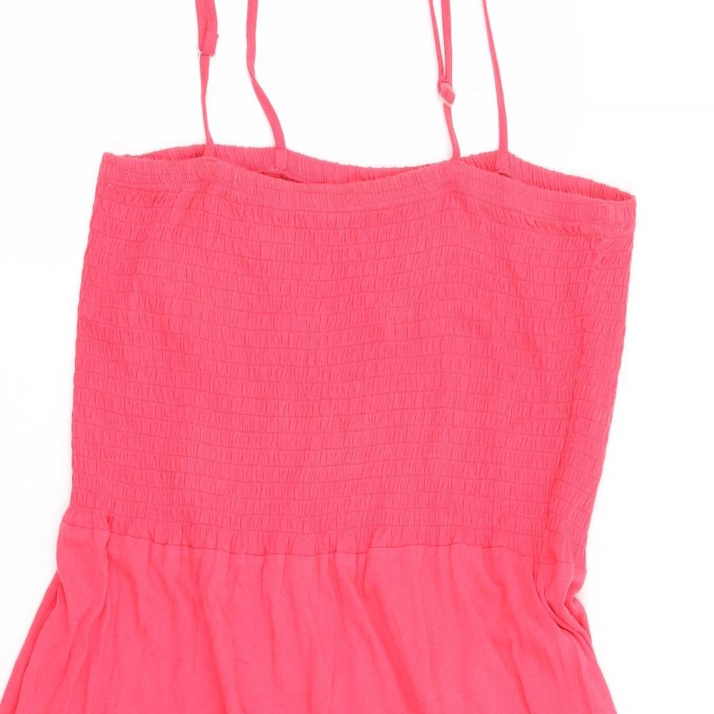 Store Twenty One Womens Pink 100% Cotton Fit & Flare Size 22 Square Neck Pullover - Shirred Bust