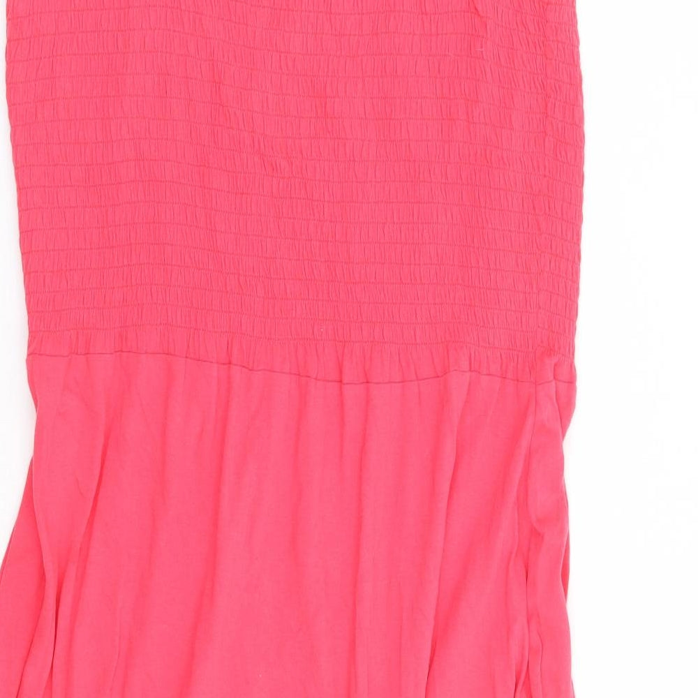 Store Twenty One Womens Pink 100% Cotton Fit & Flare Size 22 Square Neck Pullover - Shirred Bust