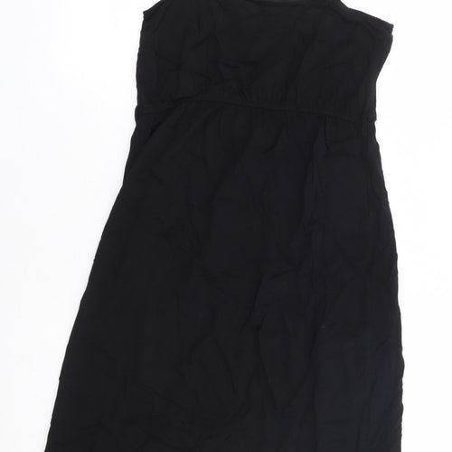 TU Womens Black Viscose Fit & Flare Size 14 V-Neck Button