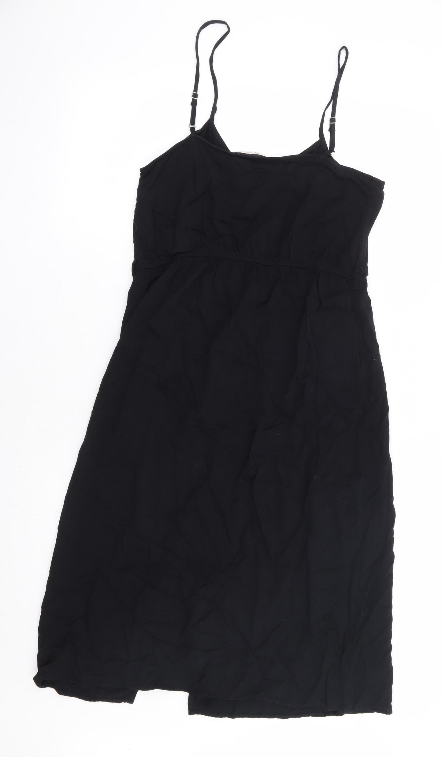 TU Womens Black Viscose Fit & Flare Size 14 V-Neck Button