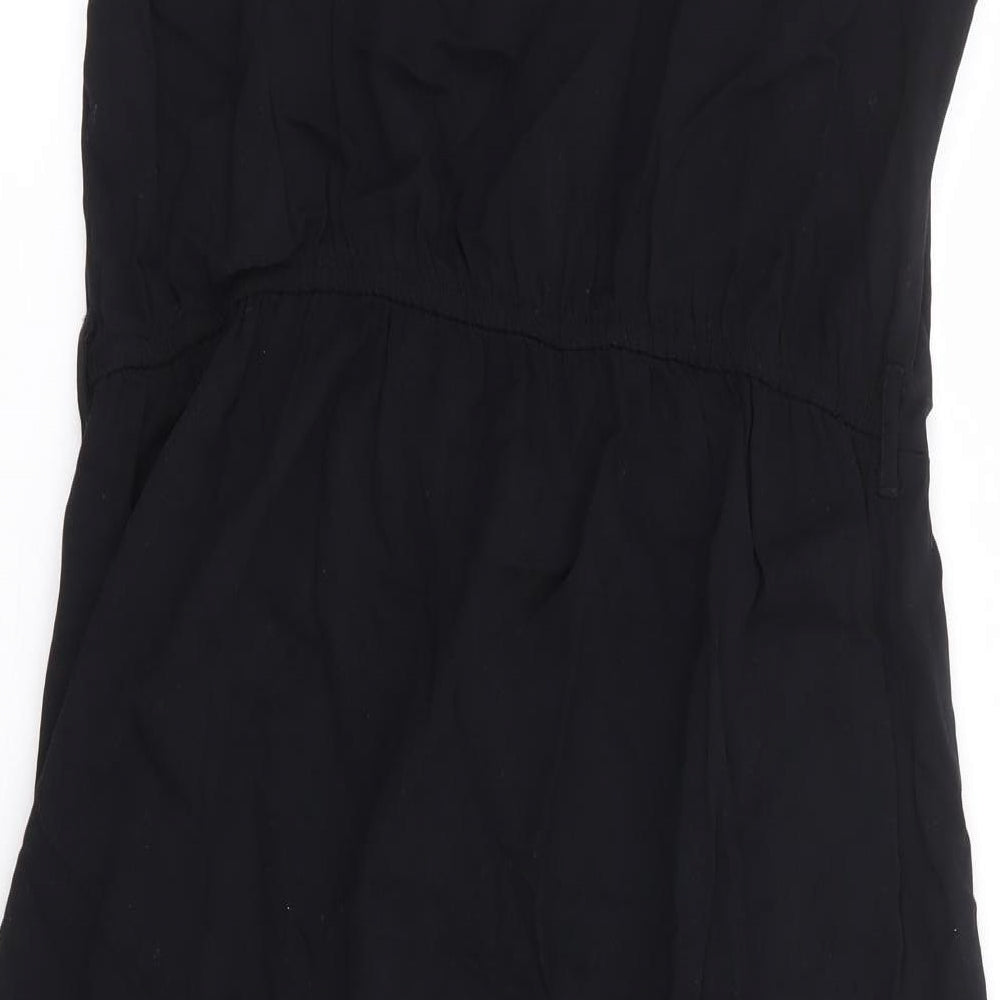 TU Womens Black Viscose Fit & Flare Size 14 V-Neck Button