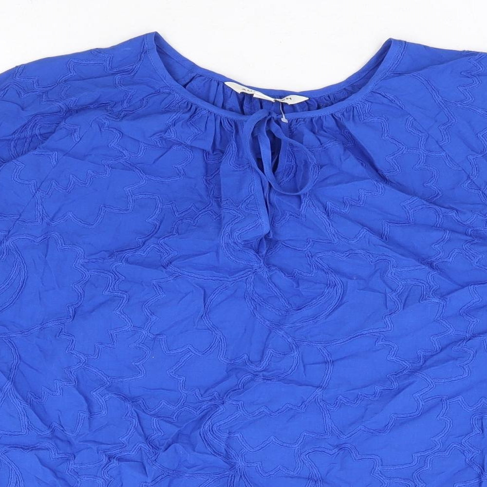 Marks and Spencer Womens Blue 100% Cotton Basic Blouse Size 18 Round Neck