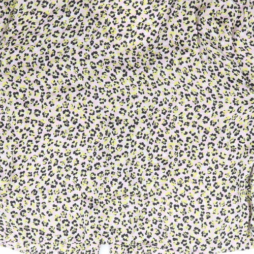 Topshop Womens Multicoloured Animal Print Polyester Basic Blouse Size 10 V-Neck - Leopard Print