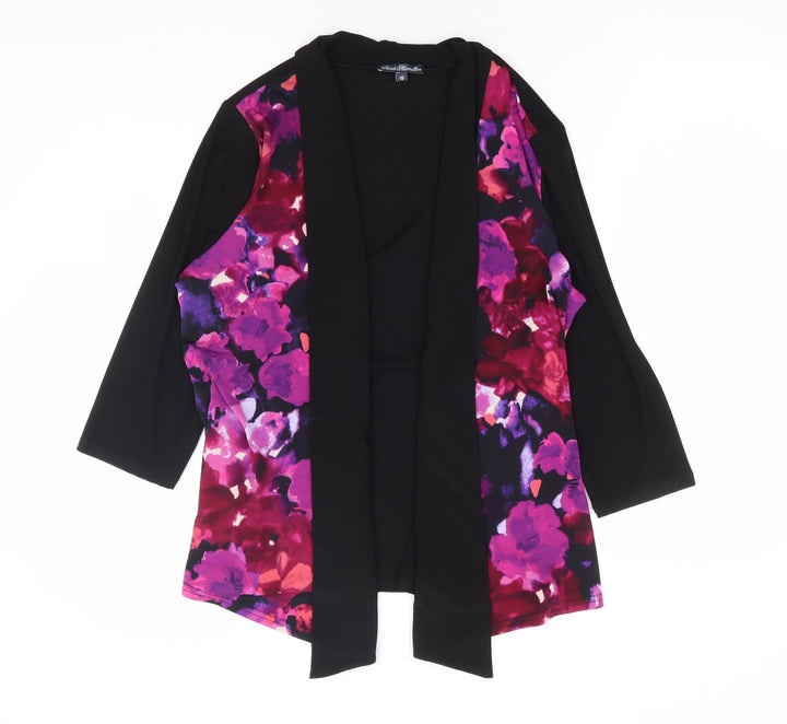 Sarah Hamilton Womens Multicoloured V-Neck Floral Polyester Cardigan Jumper Size 16 - Waterfall Design