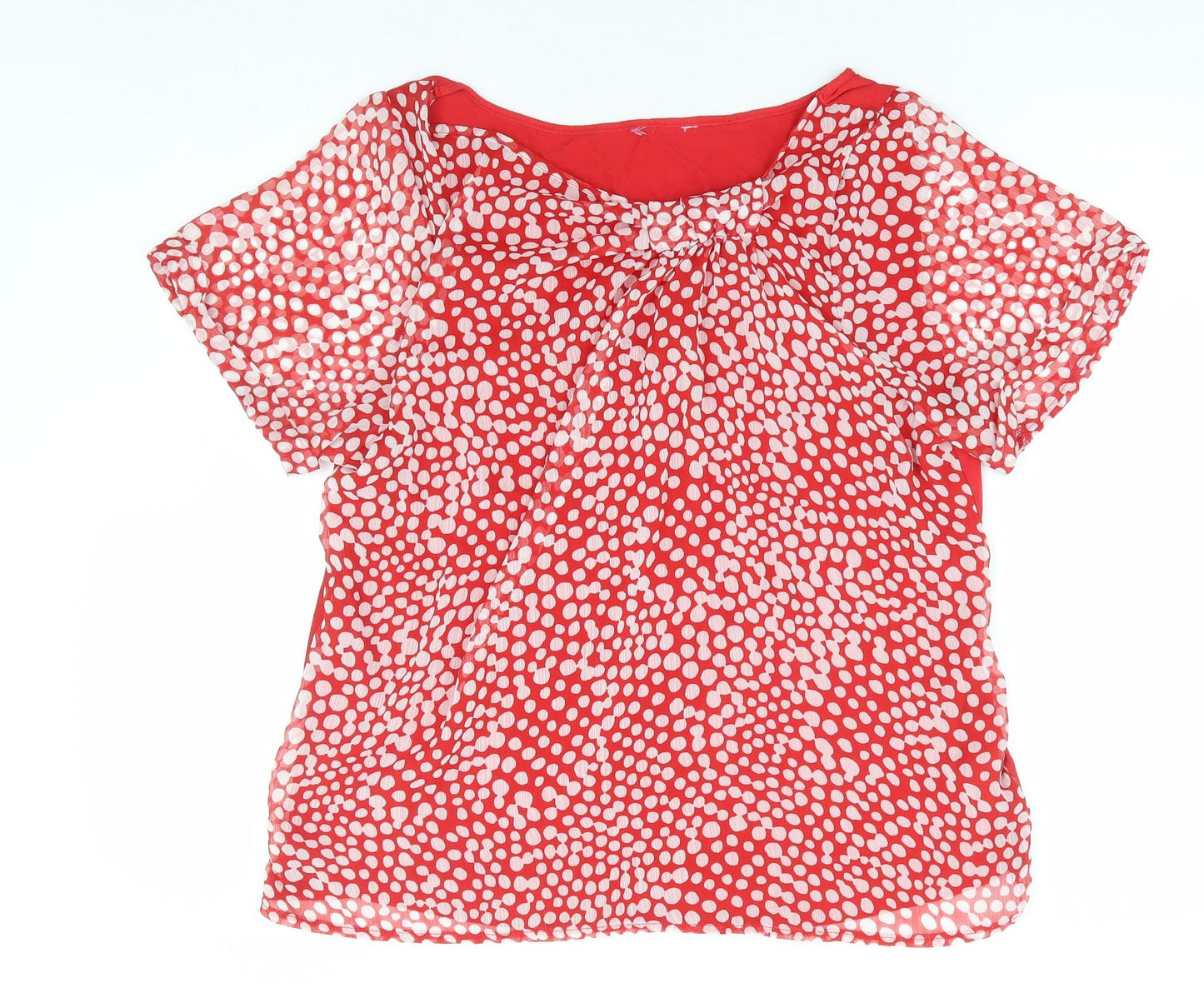 Per Una Womens Red Polka Dot Polyester Basic T-Shirt Size 18 Round Neck