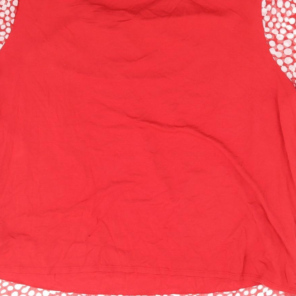Per Una Womens Red Polka Dot Polyester Basic T-Shirt Size 18 Round Neck