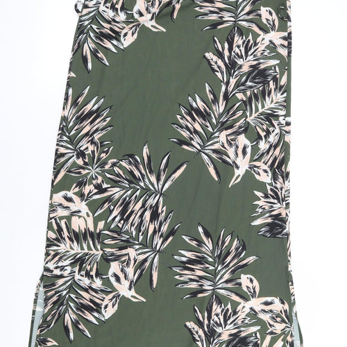 Select Womens Green Floral Polyester Maxi Size 12 Off the Shoulder Pullover