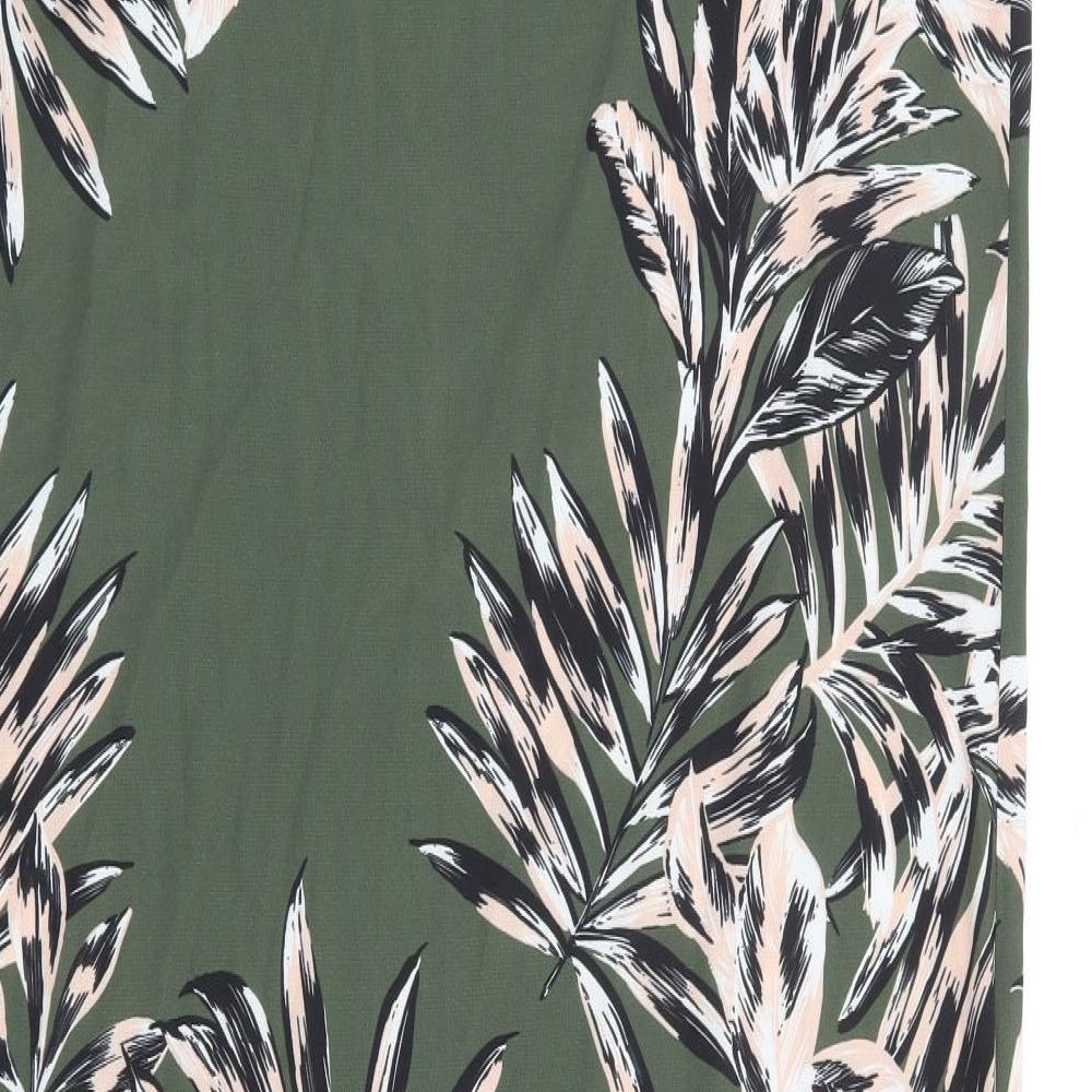 Select Womens Green Floral Polyester Maxi Size 12 Off the Shoulder Pullover