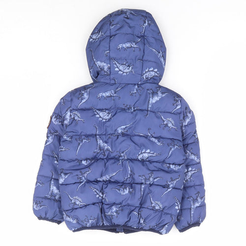 Nutmeg Boys Blue Geometric Quilted Coat Size 2-3 Years Zip - Dinosaur