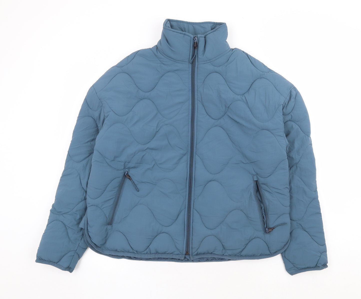 Marks and Spencer Womens Blue Quilted Jacket Size 10 Zip
