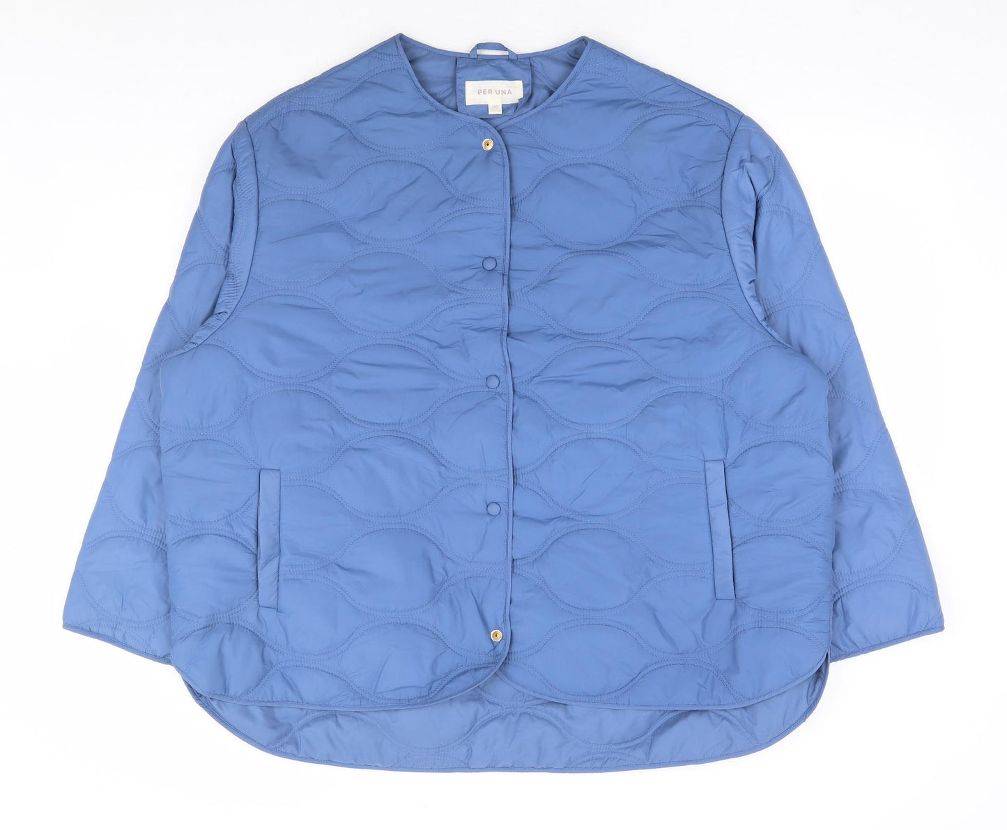 Per Una Womens Blue Quilted Jacket Size 20 Snap