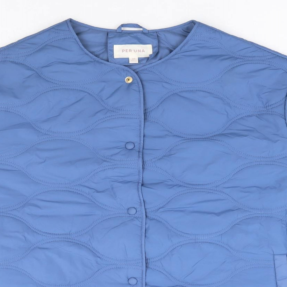 Per Una Womens Blue Quilted Jacket Size 20 Snap