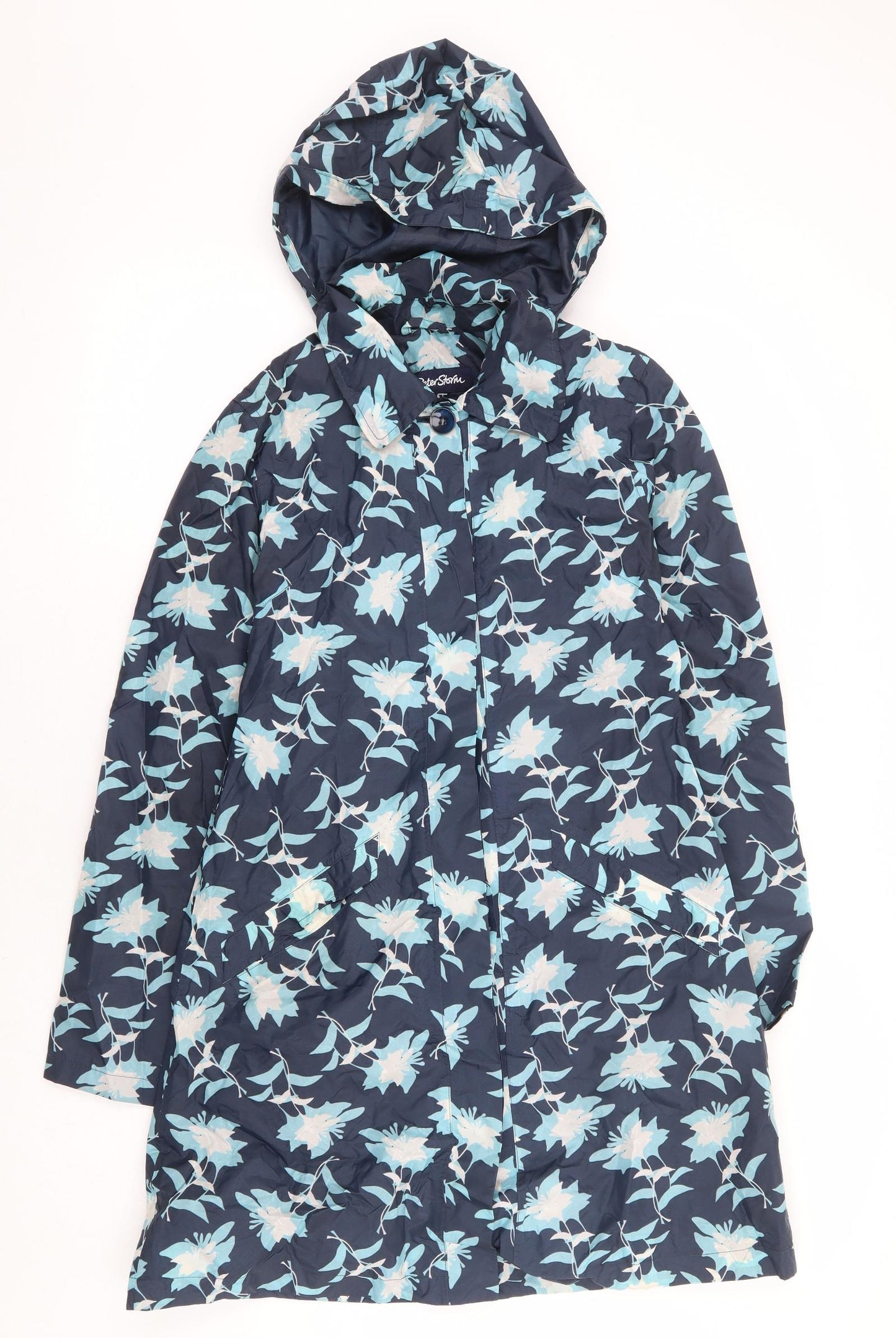 Peter Storm Womens Blue Floral Anorak Jacket Size 8 Button