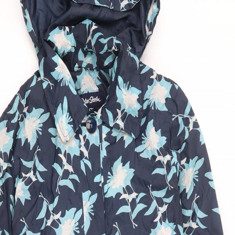 Peter Storm Womens Blue Floral Anorak Jacket Size 8 Button