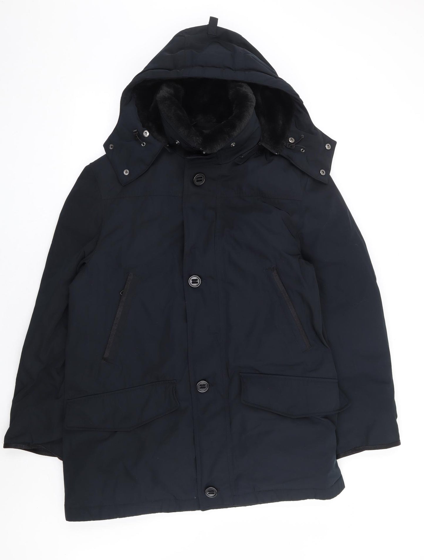 Marks and Spencer Womens Black Parka Coat Size L Zip