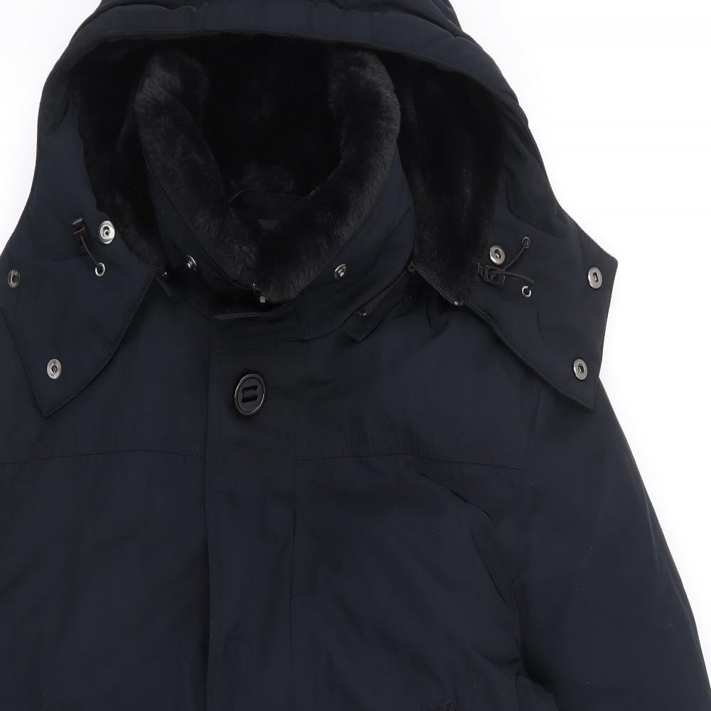 Marks and Spencer Womens Black Parka Coat Size L Zip
