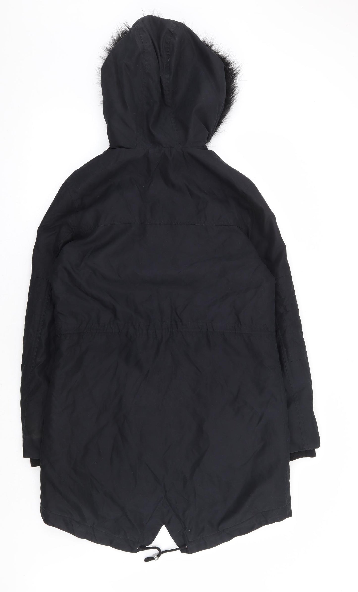 Marks and Spencer Womens Black Overcoat Coat Size 10 Zip
