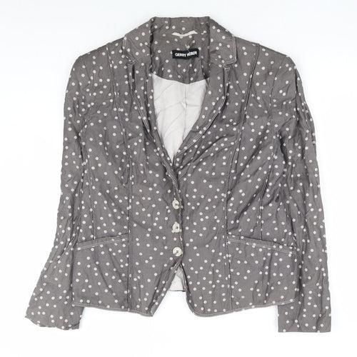 Gerry Weber Womens Grey Polka Dot Jacket Blazer Size 14 Button